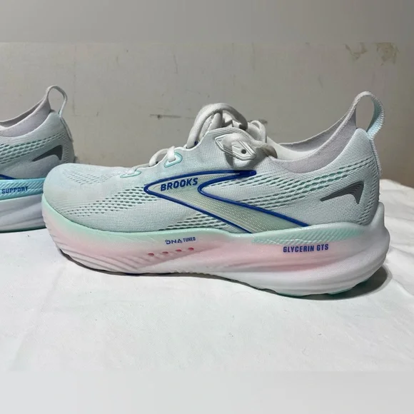 Brooks Women's Glycerin GTS 22 Running Shoe 10.5 White Limpet Shell Amparo Blue - Picture 8 of 16